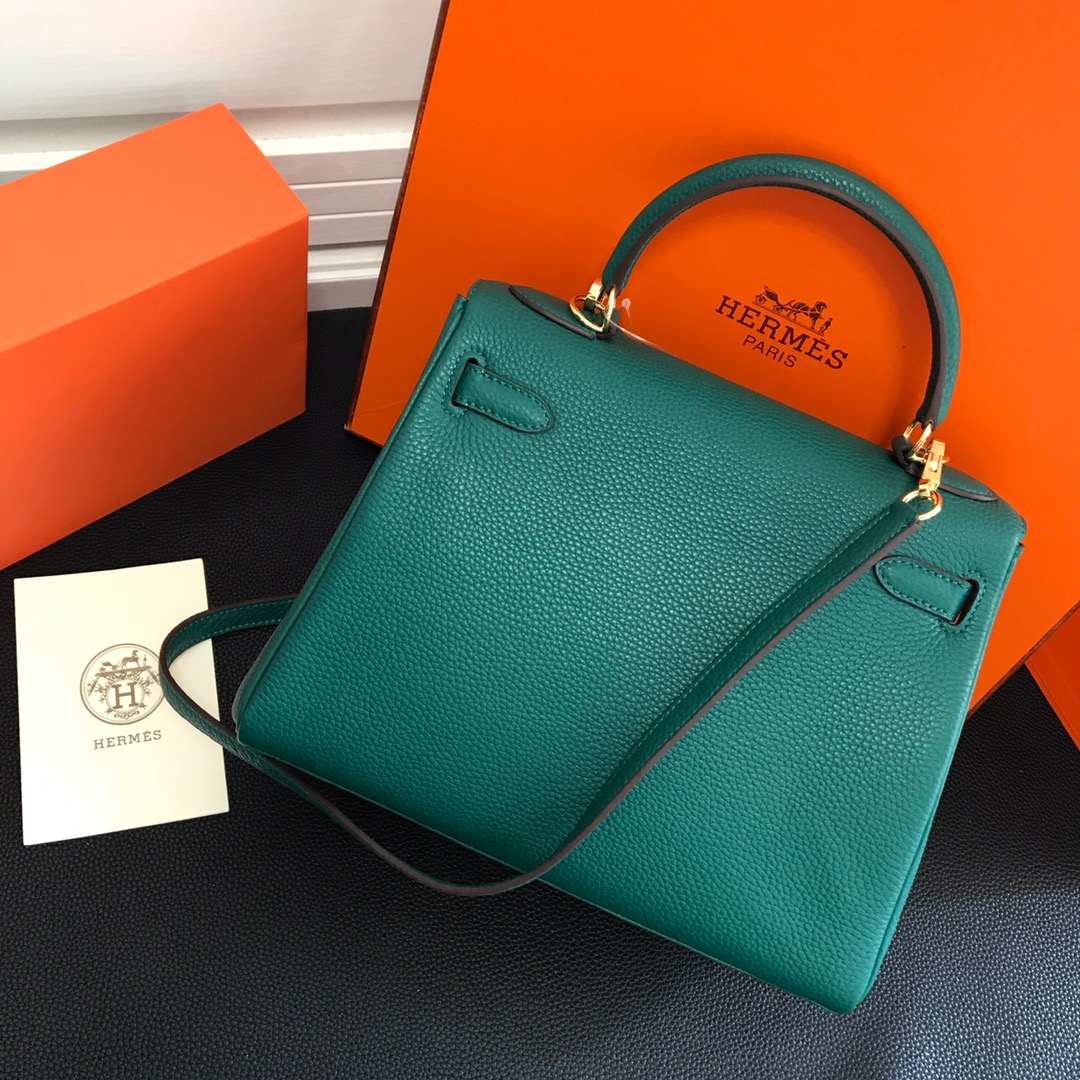 Hermes Kelly 32cm Handbag Shoulder Bag in Vert Vertigo Togo Leather